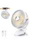 Portable Clip on Fan with LED Lights, Battery Operated USB Desk Fan 5 Speed Quiet Rechargeable Mini Table Fan 360° Rotate Personal Cooling Fan for Home Office Stroller Camping