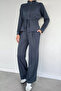 Smoked Women's Waist Drawstring Belted Sweat Pants Double Set - 2
