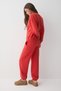 Carica Women's Organic Cotton Fleece Lined Oversize Fit Red Top and Bottom with Elastic Waist and Cuffs - 6
