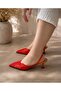 Cansy Orange Lace 5 cm Heel Elastic Heel Shoes
