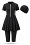 Uv Protection Skirted Tights Short Sleeve Girls Swimsuit Mira 1511 Black - 4