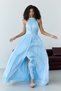 Baby Blue Halter Neck Chiffon Fabric Evening Dress with Waist Corset - 2