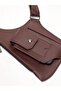 Chest bag dark brown retro anti-theft genuine leather casual backpack. - 5