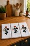 Spring 3-Piece Embroidered Gift Dowry Set 100% Cotton Kitchen Towel Set Boxed 30X50 cm - 4