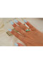Yzk675 Wave Form Turquoise Bead Detail Gold Adjustable Ring - 2