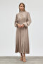 Button Detailed Cupra Dress - Beige