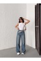 Belted Full Stone-Embellished Detail Tinted Straight Jeans Pants - 2