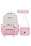 Set of 3 Girls' Elementary School Bags with Ears - Korean Style Bag, Thermal Lunch Bag, Pencil Case