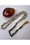8/12 mm Gold Leaf Design Tasseled Airplane Glass Prayer Beads - 2