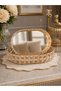 2-Piece Metal Tray with Crystal Stone Detail Decorative Presentation Tray Oval Gold and Silver - 4