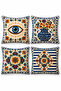 Ays Home Bohemian Evil Eye Floral Double-Sided 4-Piece Throw Pillow Cover Set 43X43 - 7