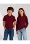 Girls & Boys Unisex Claret Red 100% Cotton Polo Collar Long & Short Sleeve 2-Piece T-Shirt