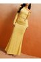 Yellow Textured Cut-Out Waist Maxi Dress