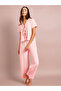 Pink Tie-Up Detail Ruffled Top and Pants Pyjama Set - 2