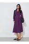 Purple Long Sleeves Blazer Midi Dress