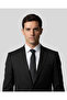 Navy Blue Striped Thin Black Tie – 7 cm Wide