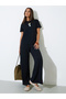 Black Graphic Print Short Sleeves T-Shirt - 2