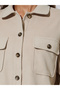 Beige Front Button Collared Shirt - 4