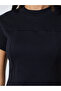 Black Ribbed Round Neck Fitted T-Shirt - 4