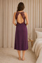 Plum-Colored Chest and Back Cut-Out Nightgown with Embroidery and Lace, Featuring Slits. |   V-Neck Thick Strap Maxi Length |   Viscose Knitted Fabric |   Pocketless Plain Elegant Stylish Comfortable Women's Underwear |   Home Wear Long Nightgown Model Stylish Comfortable - 4