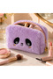 Plush Pen Holder and Makeup Bag Zippered Multi-Purpose Organizer Bag Lilac