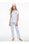 Girl's striped pajama set with shirt collar