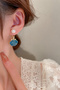 Blue Seashell Figured Pearl Detailed Gold Color Women's Earrings - 3