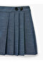 High Waist Buttoned Regular Fit Viscose Blend Pleated Mini Shorts Skirt - 3