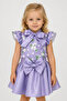 Girl's Floral Patterned Satin Special Occasion Double Set 7155