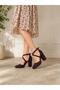 Brown Suede Cross-Strapped High Heel Shoes - 2