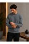 Antrasit Renk Basic Bisiklet Yaka Relaxed Regular Erkek Sweatshirt - 2
