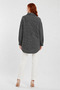 Women's Black and White Houndstooth Patterned Long Pocket Jacket - 2