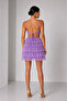 Women's Layered Tulle Ruffled Rope Strap Low Waist Mini Evening Dress - 2
