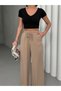 Women's Vizon Palazzo Trousers Elastic Waist Lace-Up Wide Leg Loose Woven - 4