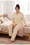 Women's Oversized Printed Long Sleeve 100% Cotton Front Buttoned Pajama Set - 2