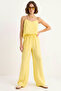 Women's Strappy Woven Modal Lemon Yellow Blouse and Pants Set - 5