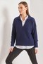 Women's Polo Neck Knitwear Navy Blue Sweater - 6