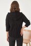 Women's Hair-Trimmed Zippered Knitwear Black Cardigan - 5