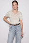 Women's Floral Appliqué V-Neck Knitwear Ecru Blouse - 3