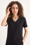 Women's Deep V-Neck Organic Comfort Fit Cotton Black T-Shirt - 5