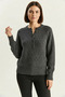 Women's Buttoned Anthracite Sweater - 4