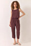 Women's Thick Strap Blouse with Elastic Waist Modal Eggplant Set - 2