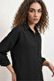 Women's Relaxed Fit Oversize Linen Black Shirt - 4