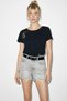 Women's Handcrafted Embroidery Detailed Premium Design Cotton T-Shirt Black