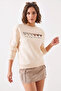 Women's Colorful Heart Printed Beige Sweatshirt - 4