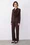 Women's Shawl Detailed Shirt and Loose Pants Bitter Brown Top and Bottom Set - 4