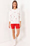 Women's Heart Embroidered Ecru Sweatshirt - 3