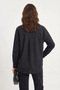 Women's Poplin Black Shirt with Gold Button Accessories - 4