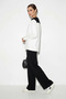 Women's Shawl Detailed Long Sleeve Basic t Shirt Elastic Waist Loose Pants Bottom Top Modal Black Set - 6