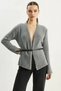 Women's Belt Detailed Knitwear Anthracite Cardigan - 4